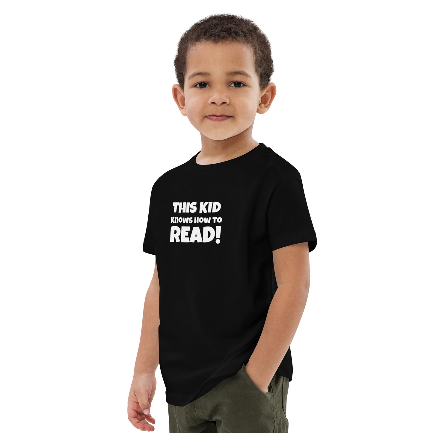 "This Kid knows how to Read!" Organic cotton kids Reading t-shirt