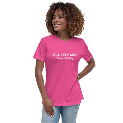 Decode Women's Relaxed T-Shirt Reading teacher educator gift science of reading book coach interventionist phonics