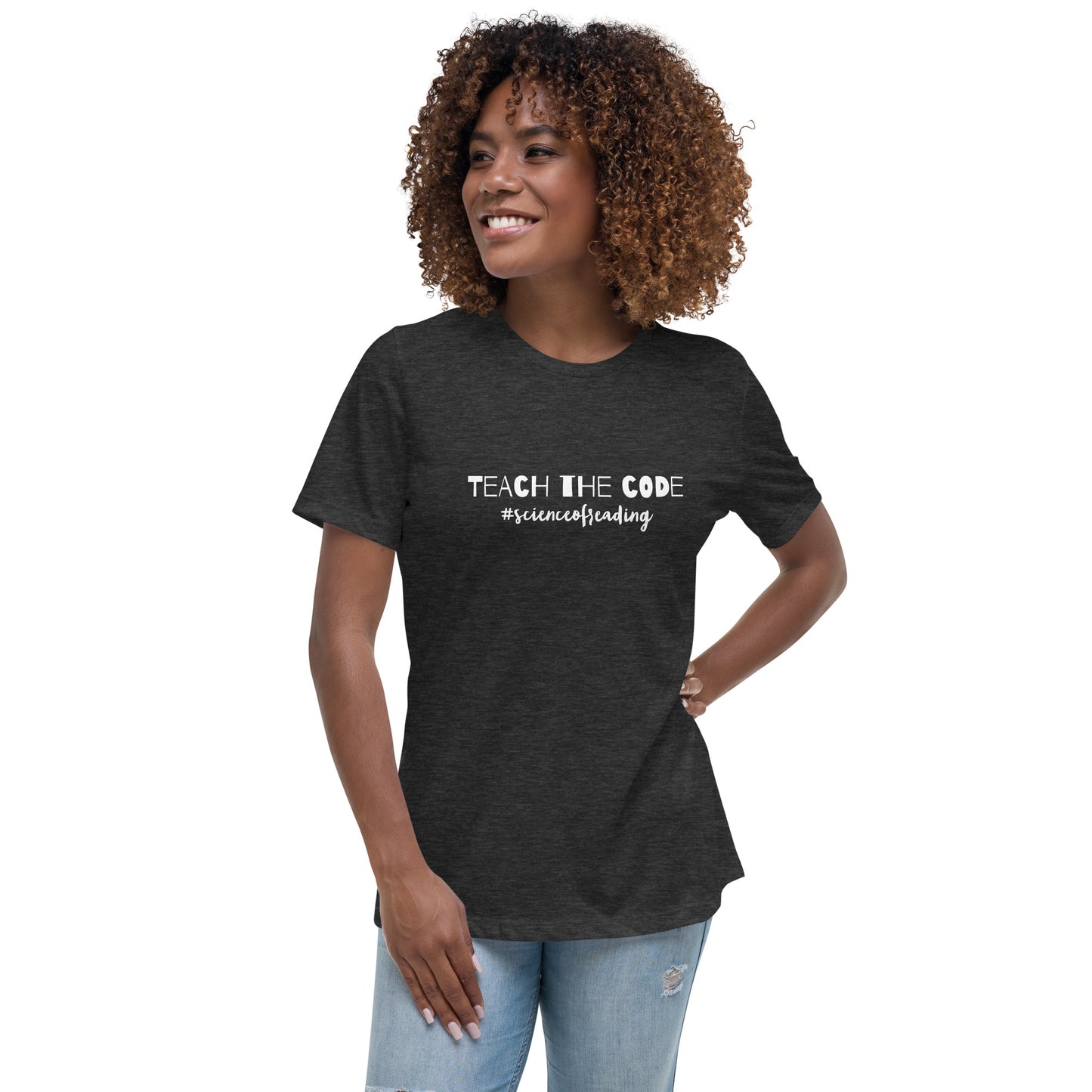Decode Women's Relaxed T-Shirt Reading teacher educator gift science of reading book coach interventionist phonics
