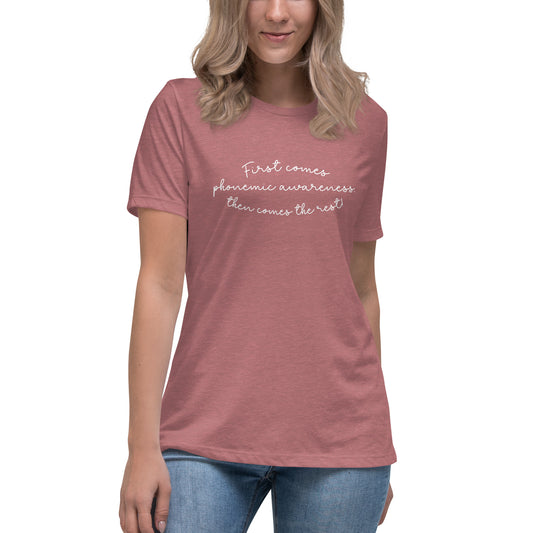 Phonemic awareness Women's Relaxed T-Shirt Reading teacher educator gift science of reading book coach interventionist phonics